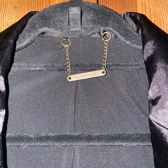 Capulet Black tuxedo jacket blazer Shaw satin color trim buttons sleeves lined S - Picture 5 of 7